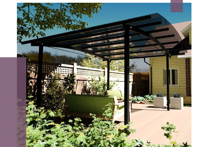 Навесы для террасы в Сосновом Боре от 12951 руб. под ключ | ПРОЛЁТ-Снб