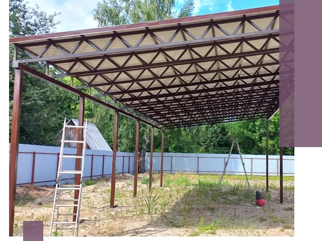 Односкатные навесы под ключ в Сосновом Боре — изготовление и монтаж