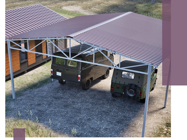 Двускатные навесы под ключ в Сосновом Боре — изготовление и монтаж